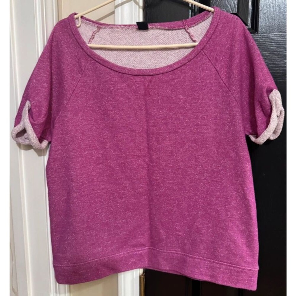 Oakley Heathered Magenta Pink French Terry Short Sleeve Sweatshirt - Large